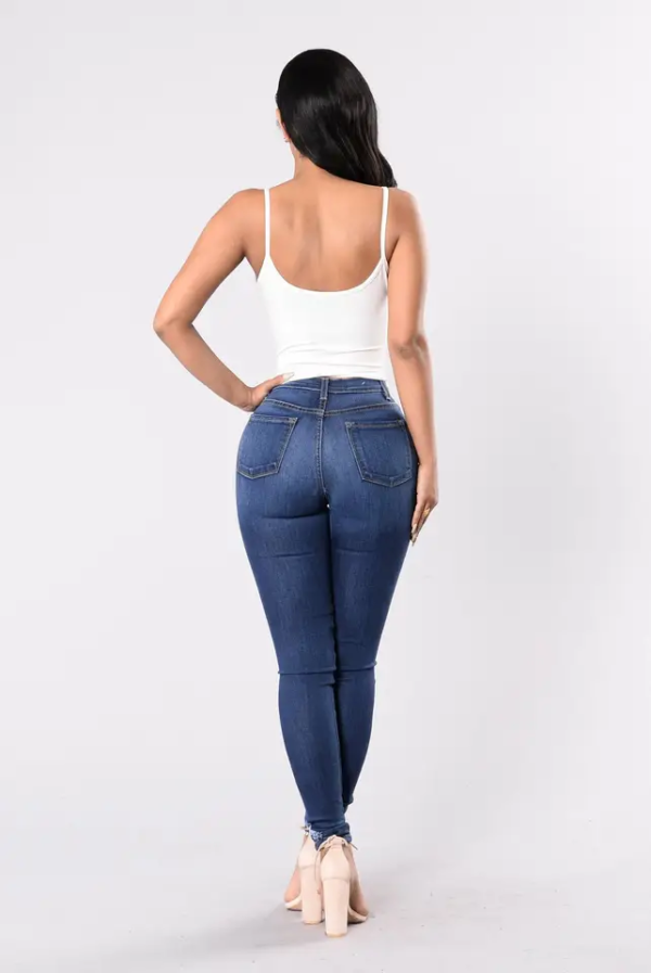 KXX608 High Quality Ripped Blue Denim Pants Skinny Denim Slim Fit Stretch Women Jeans - Imagen 5