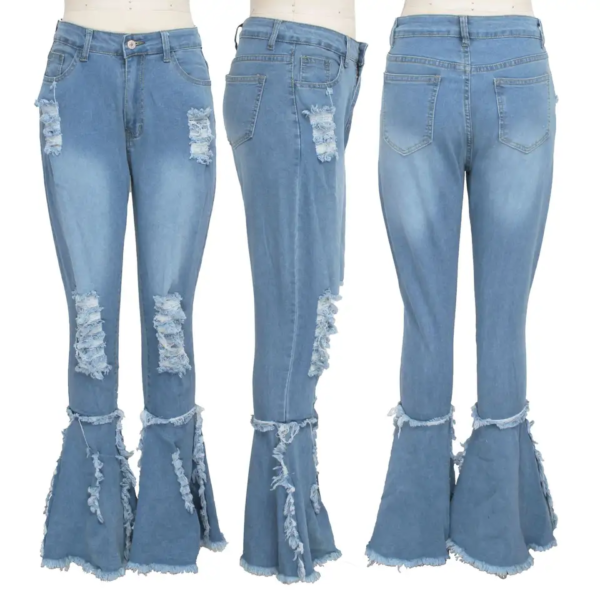 KHS2339 2021 new women denim pants plus size fashion casual flared jeans - Imagen 4