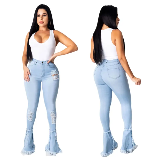 KHS2339 2021 new women denim pants plus size fashion casual flared jeans - Imagen 3